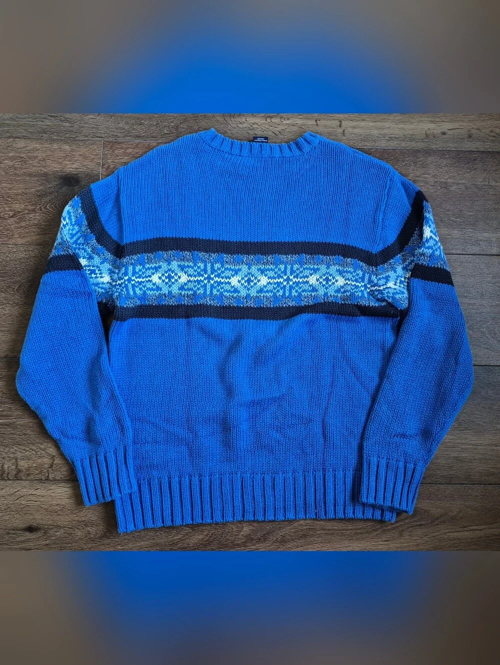 GAP Boys Striped Crewneck Sweater Sz 10/L Blue